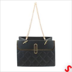 Zincir Askılı Karton Hediye Çantası 15×11×10 cm – Siyah