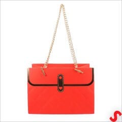 Zincir Askılı Karton Hediye Çantası 15×11×10 cm – Kırmızı