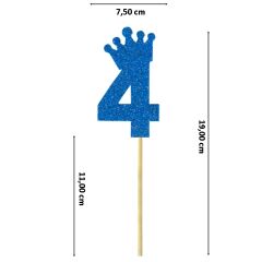 Eva Simli Rakam Pasta Süsü, 19cm x 7,5cm - 1 Adet Mavi 9
