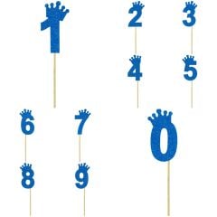 Eva Simli Rakam Pasta Süsü, 19cm x 7,5cm - 1 Adet Mavi 9