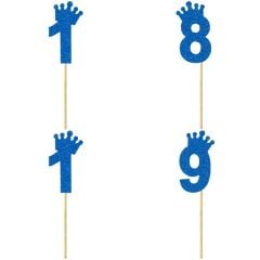 Eva Simli Rakam Pasta Süsü, 19cm x 7,5cm - 1 Adet Mavi