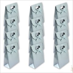 El Geçmeli Karton Çanta 38 x 27 x 15 cm, Mat Gümüş - 12 Adet