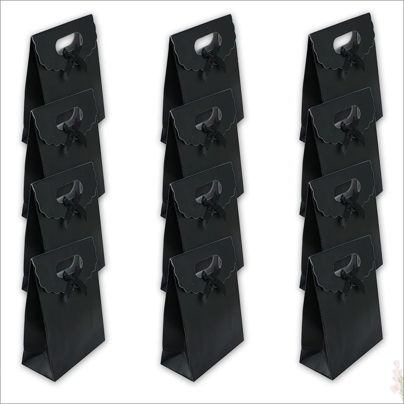 El Geçmeli Karton Çanta 38 x 27 x 15 cm, Siyah - 12 Adet