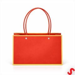 Altın Çerçeveli Karton Hediye Çantası  22×14×11 cm – Kırmızı