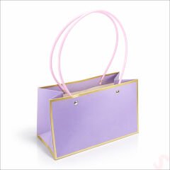 Altın Çerçeveli Karton Hediye Çantası  22×14×11 cm – Lila