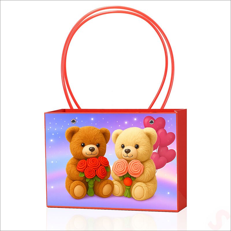 Teddy Baskılı Karton Hediye Çantası 22×13,5×10,5 cm