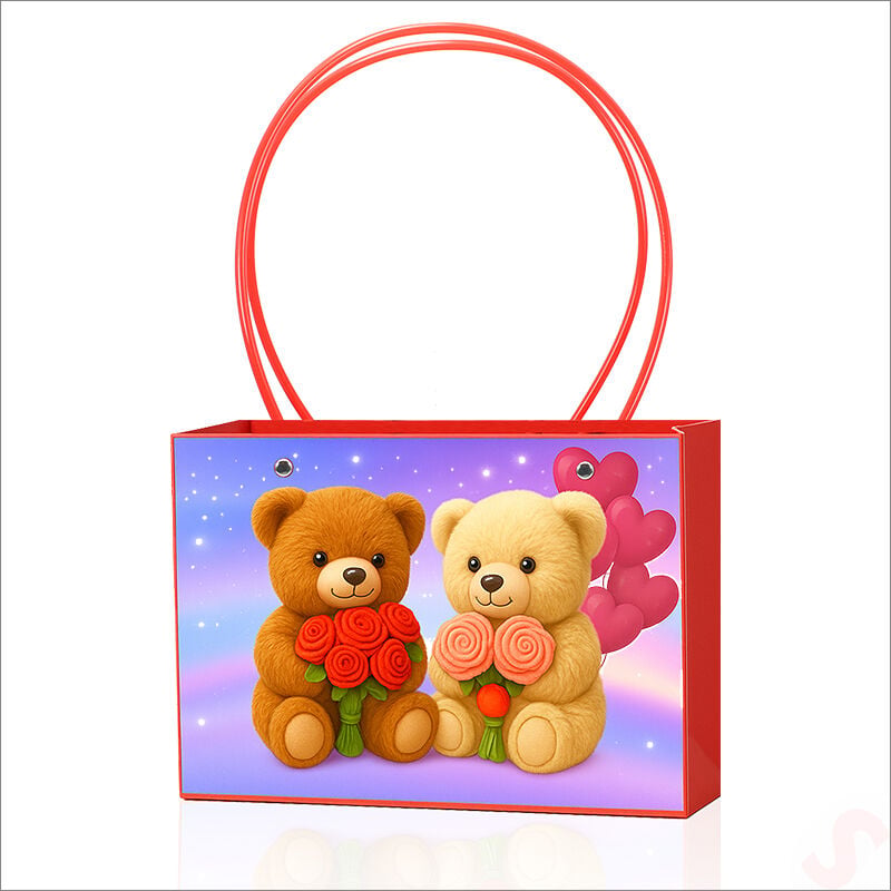 Teddy Baskılı Karton Hediye Çantası 22×13,5×10,5 cm