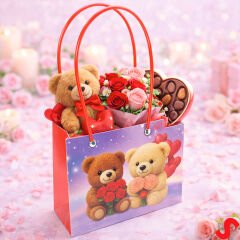 Teddy Baskılı Karton Hediye Çantası 22×13,5×10,5 cm