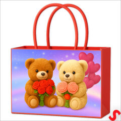 Teddy Baskılı Karton Hediye Çantası 22×13,5×10,5 cm