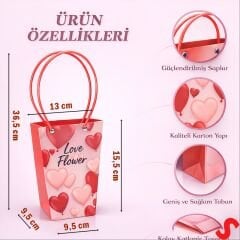 Love Baskılı Karton Hediye Çantası  15×13,5×9,5 cm