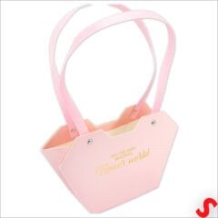 Baskılı Kalp Karton Hediye Çantası 23×15×9 cm - Pembe