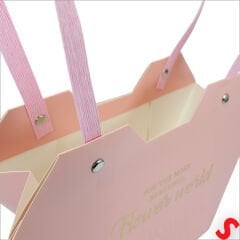 Baskılı Kalp Karton Hediye Çantası 23×15×9 cm - Pembe