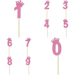 Eva Simli Rakam Pasta Süsü, 19cm x 7,5cm - 1 Adet Pembe 9