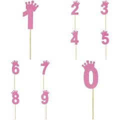 Eva Simli Rakam Pasta Süsü, 19cm x 7,5cm - 1 Adet Pembe 5