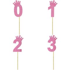 Eva Simli Rakam Pasta Süsü, 19cm x 7,5cm - 1 Adet Pembe 9