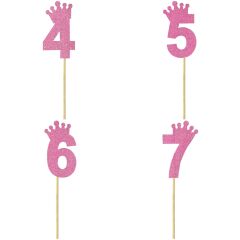 Eva Simli Rakam Pasta Süsü, 19cm x 7,5cm - 1 Adet Pembe 9