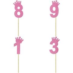 Eva Simli Rakam Pasta Süsü, 19cm x 7,5cm - 1 Adet Pembe 6