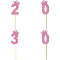 Eva Simli Rakam Pasta Süsü, 19cm x 7,5cm - 1 Adet Pembe 6