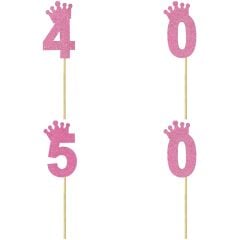 Eva Simli Rakam Pasta Süsü, 19cm x 7,5cm - 1 Adet Pembe 6