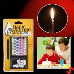 Altlıklı Sönmeyen Sihirli Mum - 6,5 cm x 10 Adet