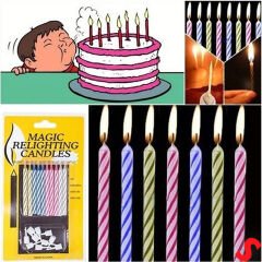 Altlıklı Sönmeyen Sihirli Mum - 6,5 cm x 10 Adet