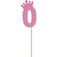 Eva Simli Rakam Pasta Süsü, 19cm x 7,5cm - 1 Adet Pembe 0