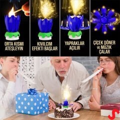 Kendiliğinden Açılan ve Müzikle Dönen Doğum Günü Mumu