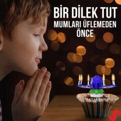Kendiliğinden Açılan ve Müzikle Dönen Doğum Günü Mumu