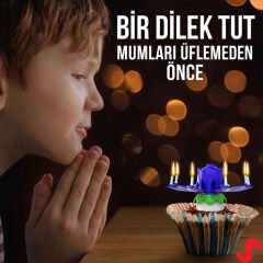 Kendiliğinden Açılan ve Müzikle Dönen Doğum Günü Mumu