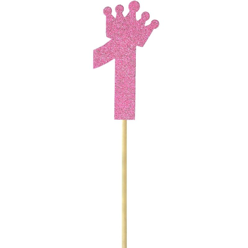Eva Simli Rakam Pasta Süsü, 19cm x 7,5cm - 1 Adet Pembe 1