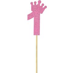 Eva Simli Rakam Pasta Süsü, 19cm x 7,5cm - 1 Adet Pembe 1