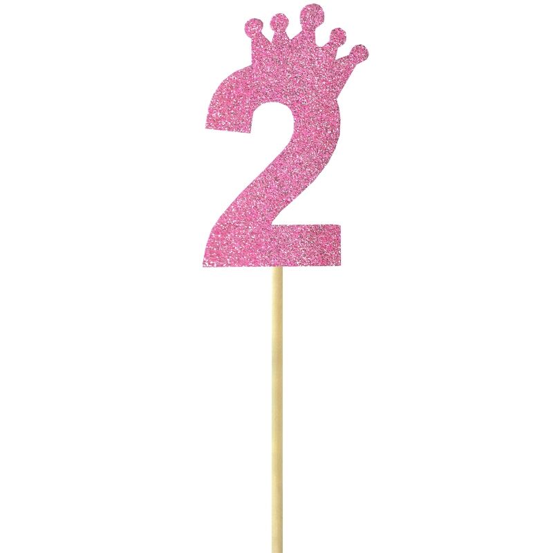 Eva Simli Rakam Pasta Süsü, 19cm x 7,5cm - 1 Adet Pembe 2