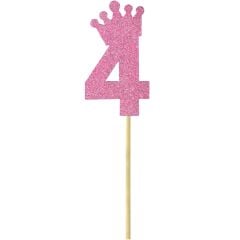 Eva Simli Rakam Pasta Süsü, 19cm x 7,5cm - 1 Adet Pembe 4