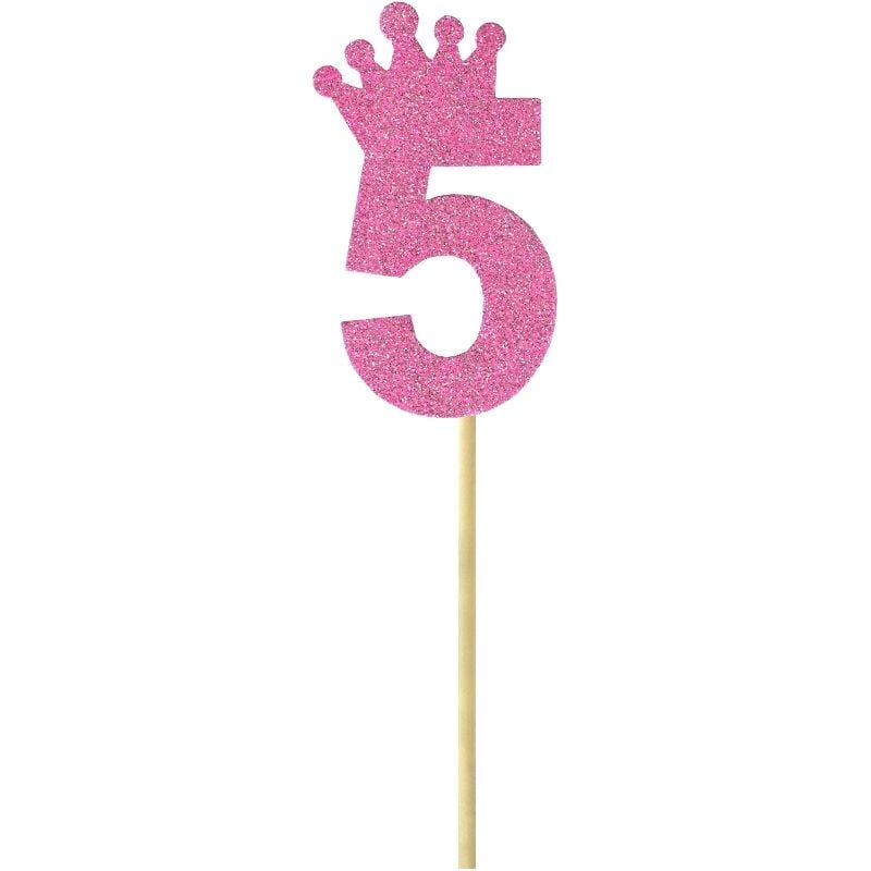 Eva Simli Rakam Pasta Süsü, 19cm x 7,5cm - 1 Adet Pembe 5