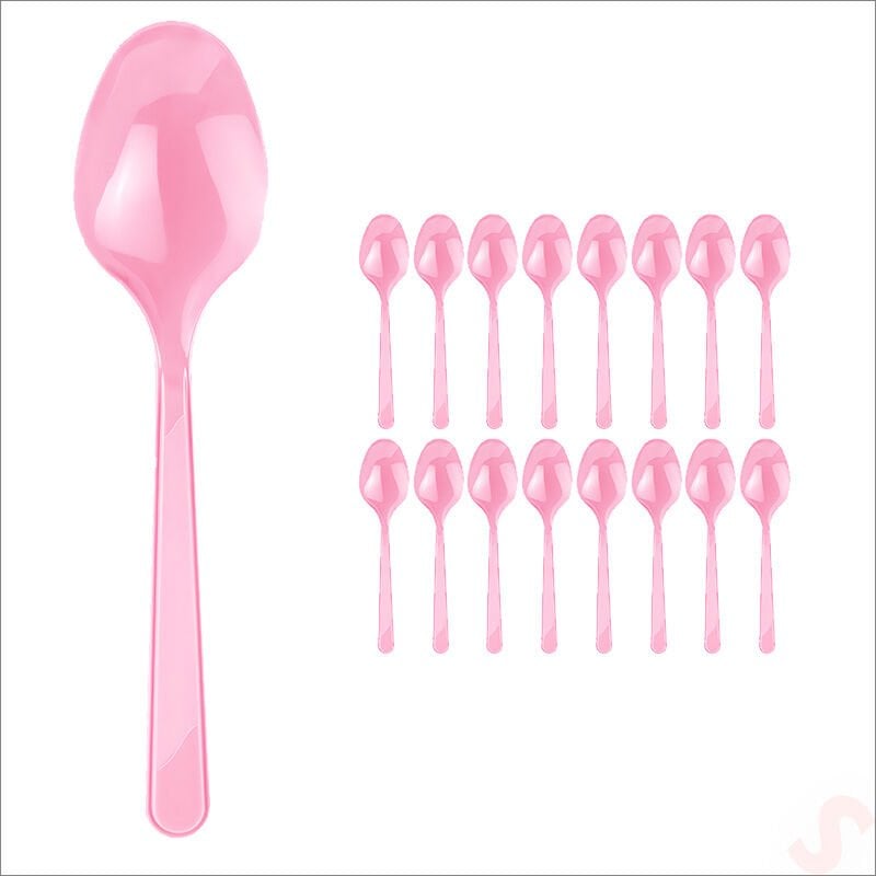 Plastik Kaşık, 24 Adet - Pembe