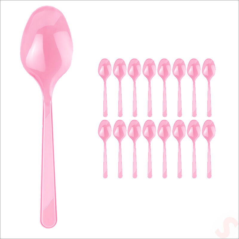 Plastik Kaşık, 24 Adet - Pembe