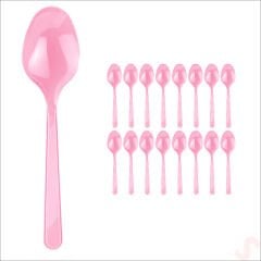 Plastik Kaşık, 24 Adet - Pembe