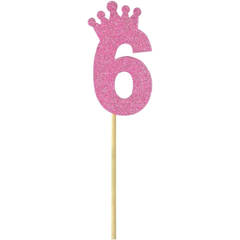Eva Simli Rakam Pasta Süsü, 19cm x 7,5cm - 1 Adet Pembe 6
