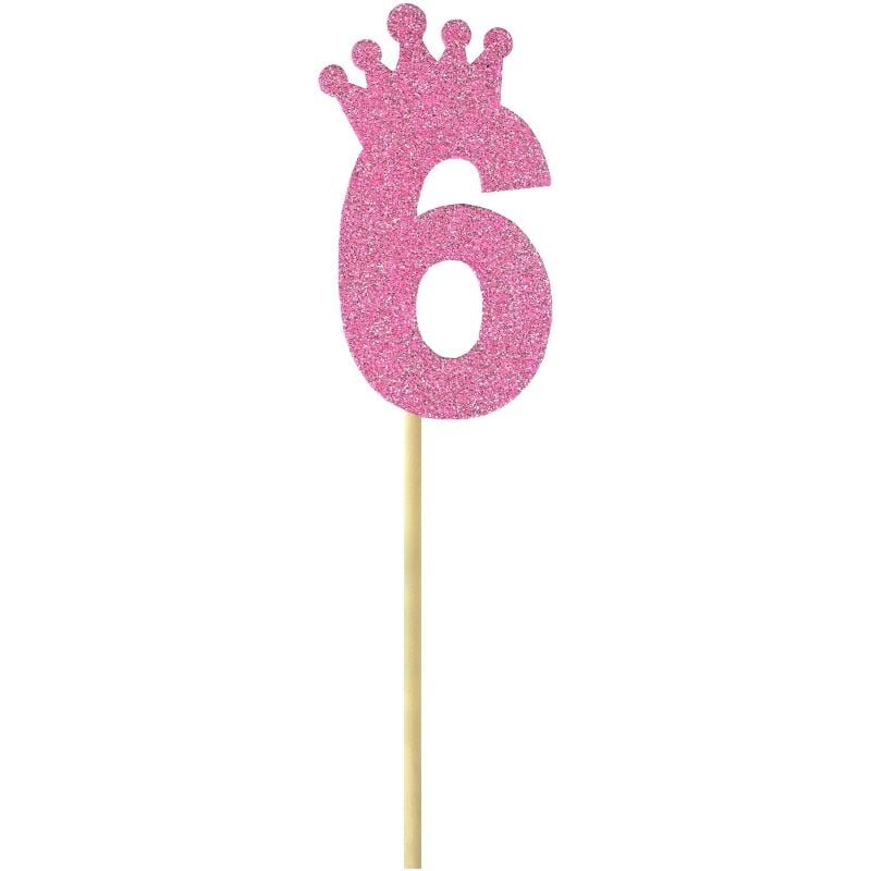 Eva Simli Rakam Pasta Süsü, 19cm x 7,5cm - 1 Adet Pembe 6