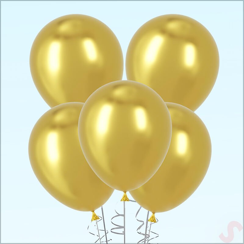 Mirror Ayna Krom Balon, 30cm x 5 Adet - Altın
