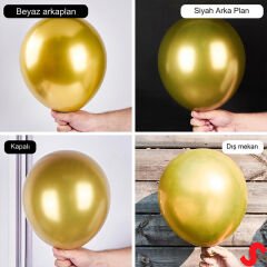 Mirror Ayna Krom Balon, 30cm x 5 Adet - Altın