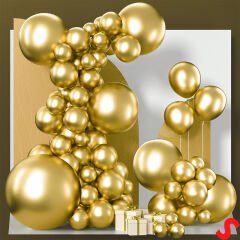 Mirror Ayna Krom Balon, 30cm x 5 Adet - Altın