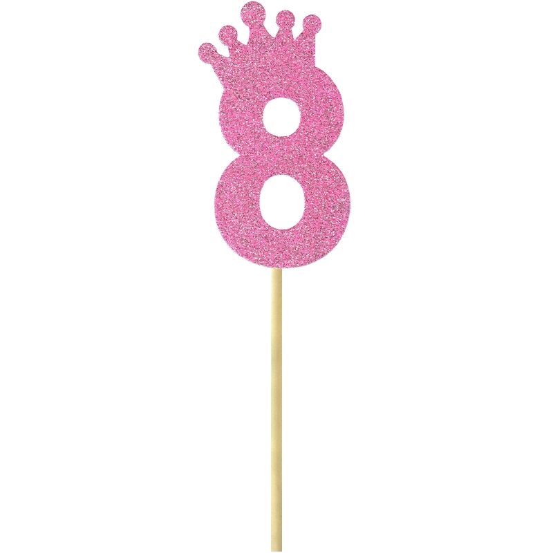 Eva Simli Rakam Pasta Süsü, 19cm x 7,5cm - 1 Adet Pembe 8