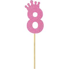 Eva Simli Rakam Pasta Süsü, 19cm x 7,5cm - 1 Adet Pembe 8