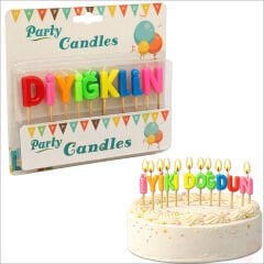 İyiki Doğdun Renkli Harf Mum Seti, 6 cm