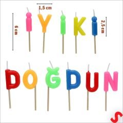 İyiki Doğdun Renkli Harf Mum Seti, 6 cm