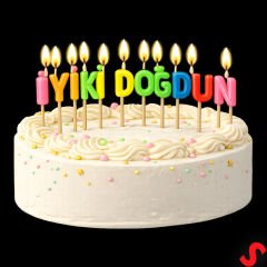 İyiki Doğdun Renkli Harf Mum Seti, 6 cm