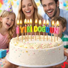 İyiki Doğdun Renkli Harf Mum Seti, 6 cm