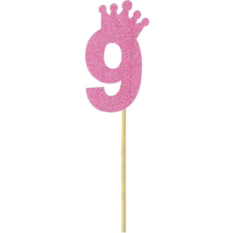 Eva Simli Rakam Pasta Süsü, 19cm x 7,5cm - 1 Adet Pembe 9