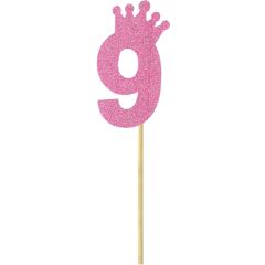 Eva Simli Rakam Pasta Süsü, 19cm x 7,5cm - 1 Adet Pembe 9